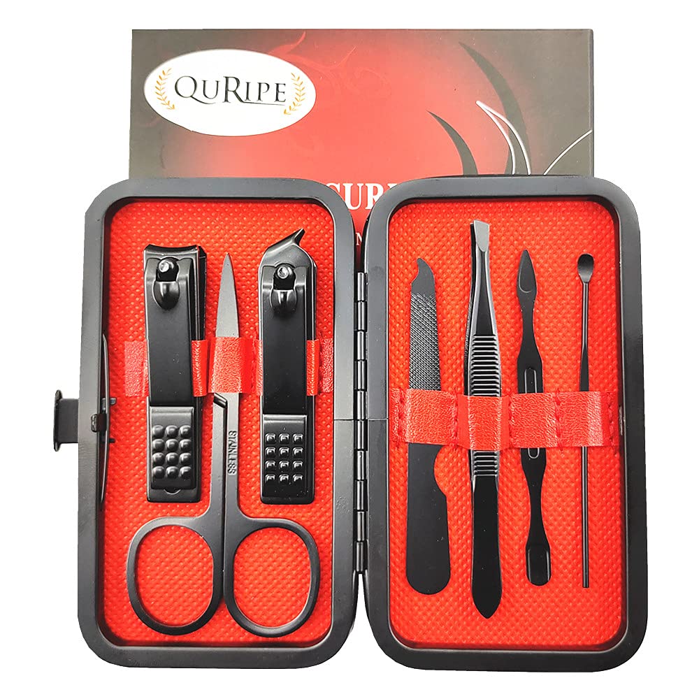 QURIPE 7pcs Manicure set, Nail Clippers Kit, Stainless Steel Manicure Kit, Nail Clipping Tools Portable Travel Grooming Kit, The Best Gift with Luxurious Case(Multicolor) - Image 6